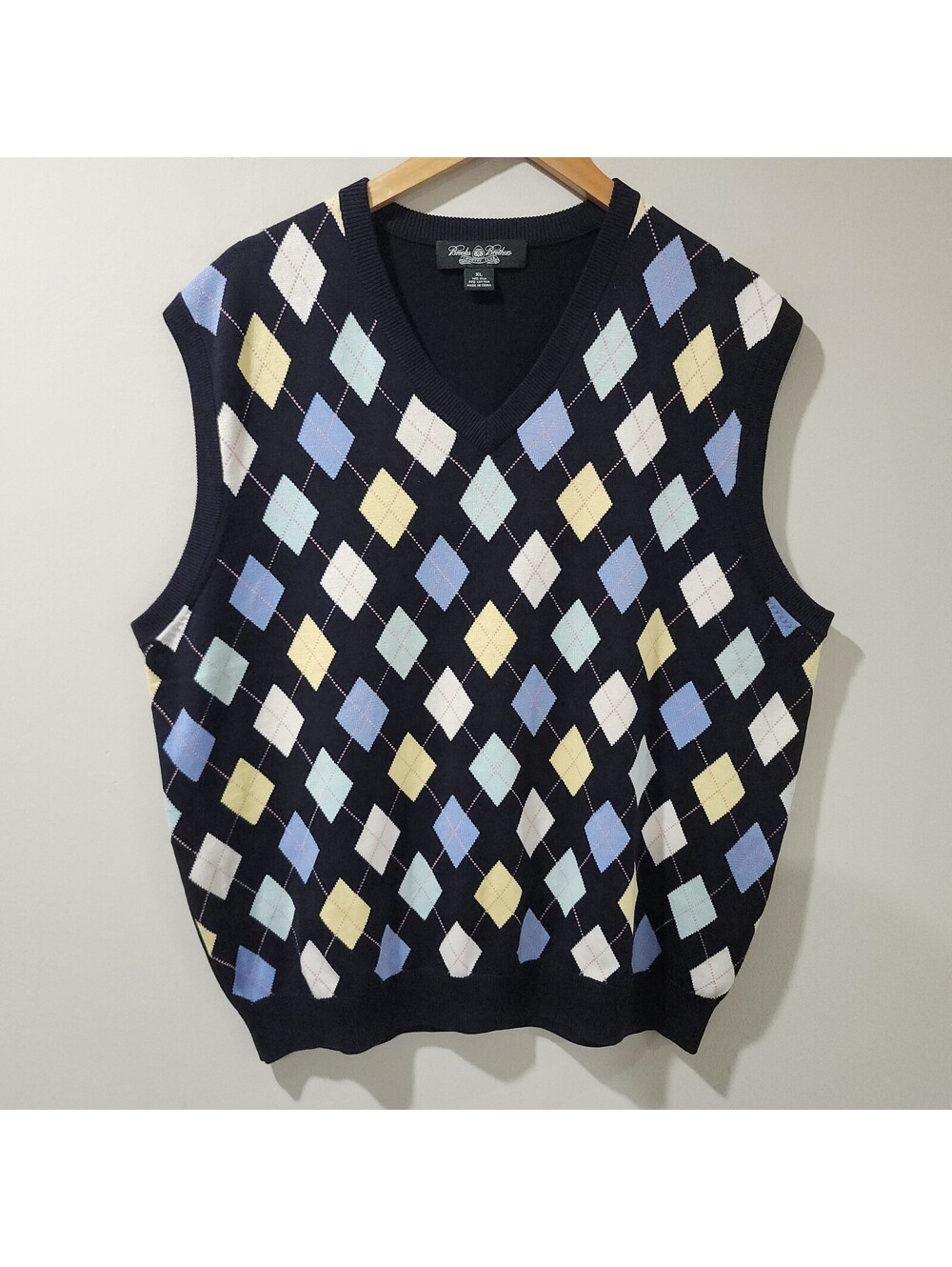 Brooks Brothers Country Club Argyle Diamond Silk Blend Sweater Vest Mens XL